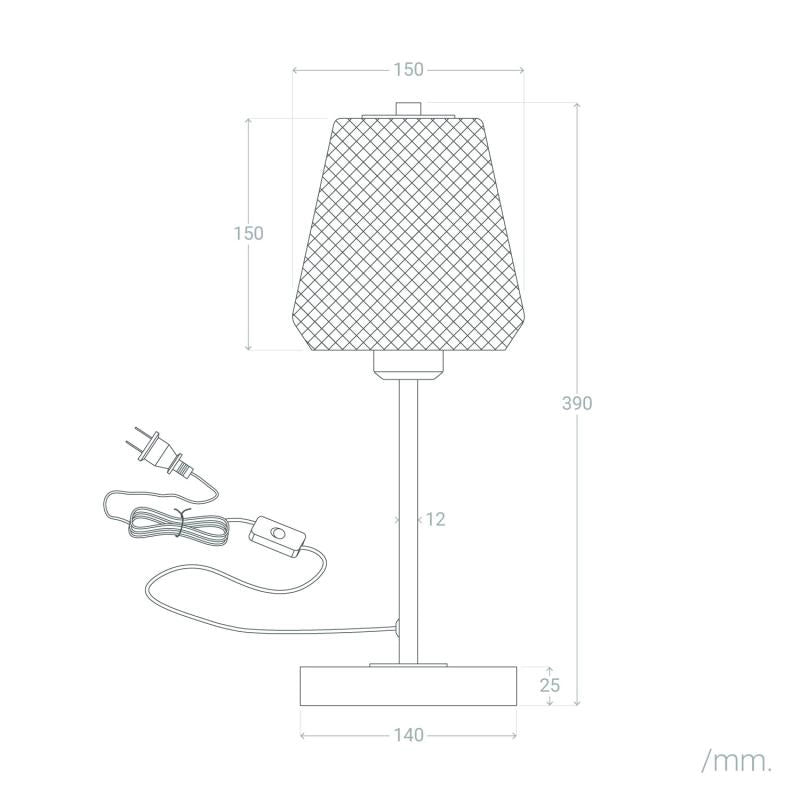 Candeeiro de Mesa Metal e Vidro SALMA