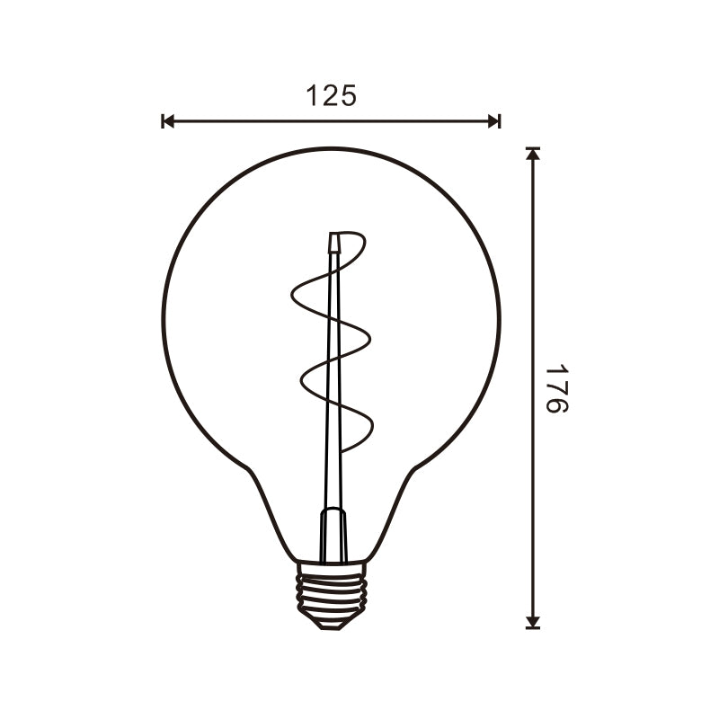 Lâmpada Led Filamento Espiral E27 G125 4W Ambar