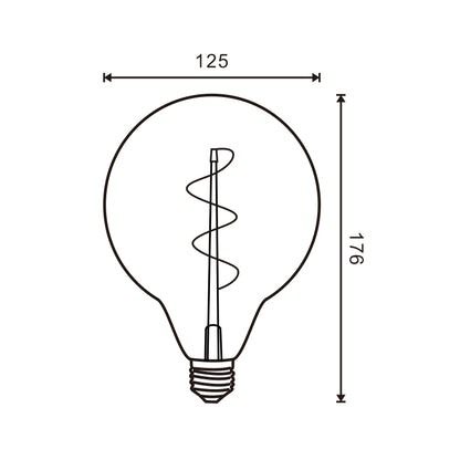 Lâmpada Led Filamento Espiral E27 G125 4W Ambar