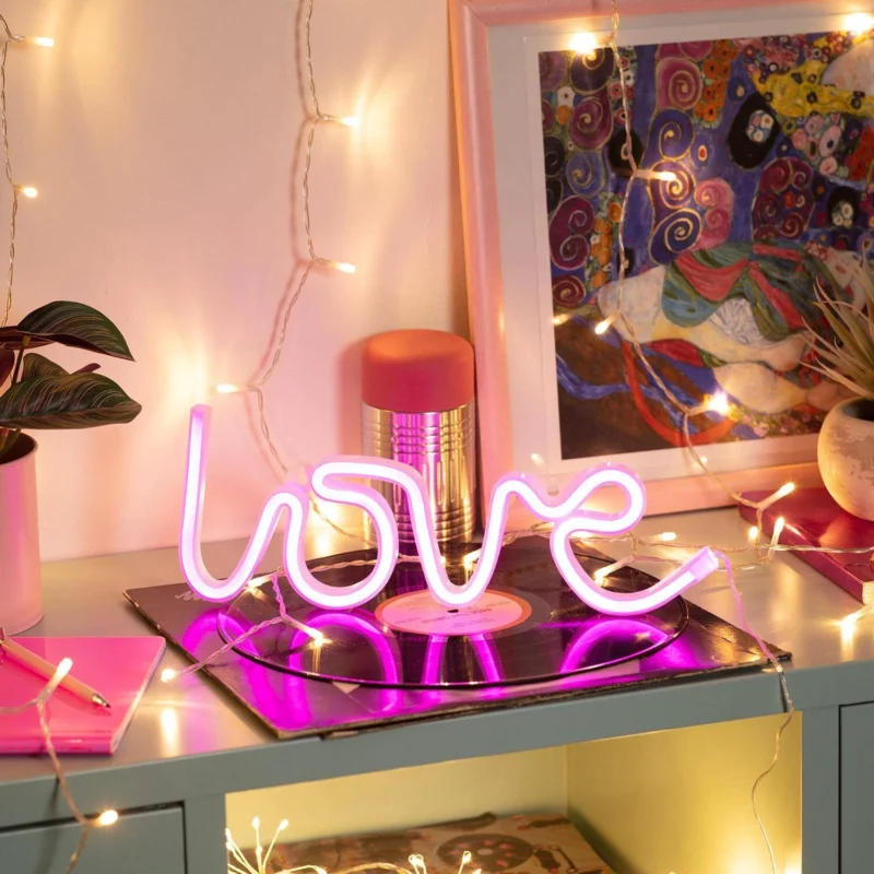 CANDEEIRO LOVE ROSA NEON