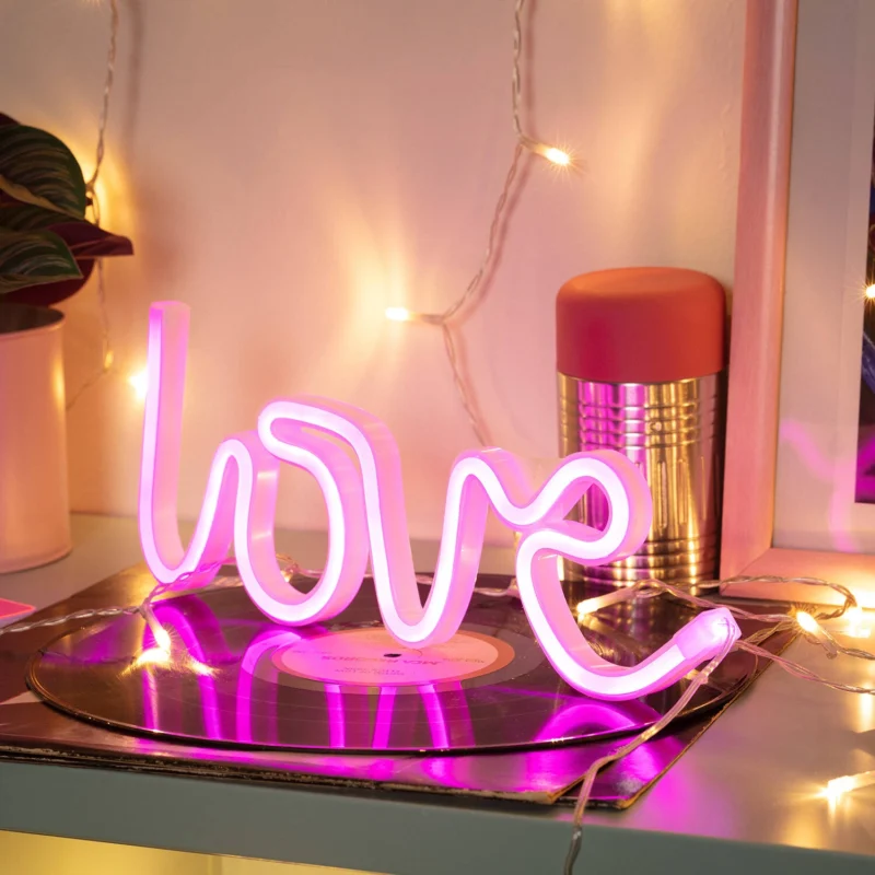 CANDEEIRO LOVE ROSA NEON