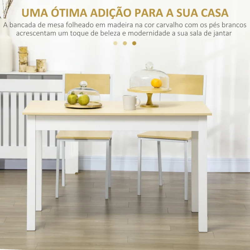 Mesa de Jantar em Carvalho e Branco