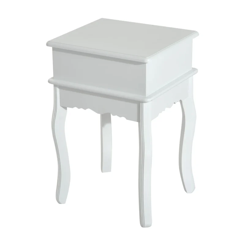 Mesa de Cabeceira Moderna c/ 1 Gaveta em Branco