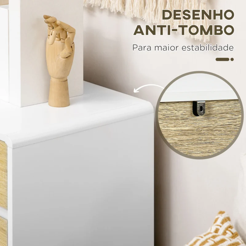 Cómoda c/ 4 Gavetas em Carvalho e Branco