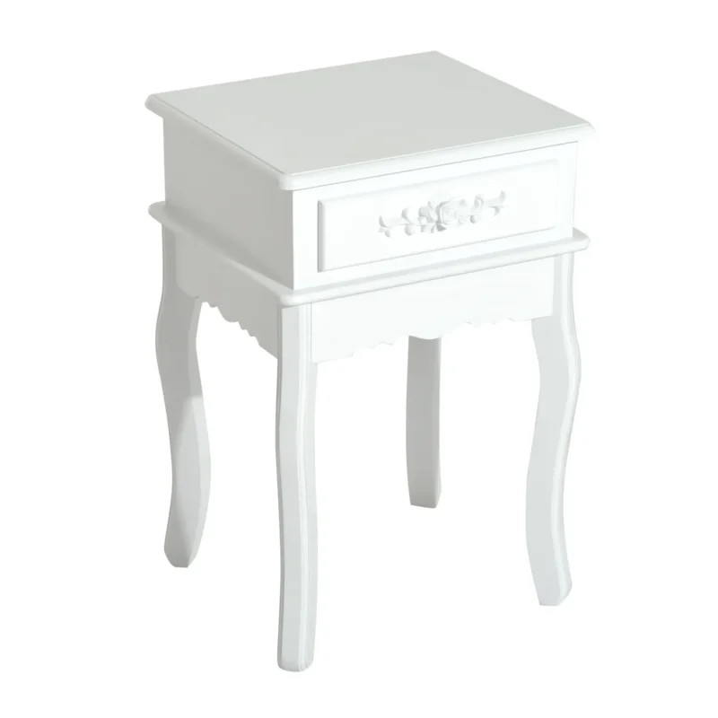 Mesa de Cabeceira Moderna c/ 1 Gaveta em Branco