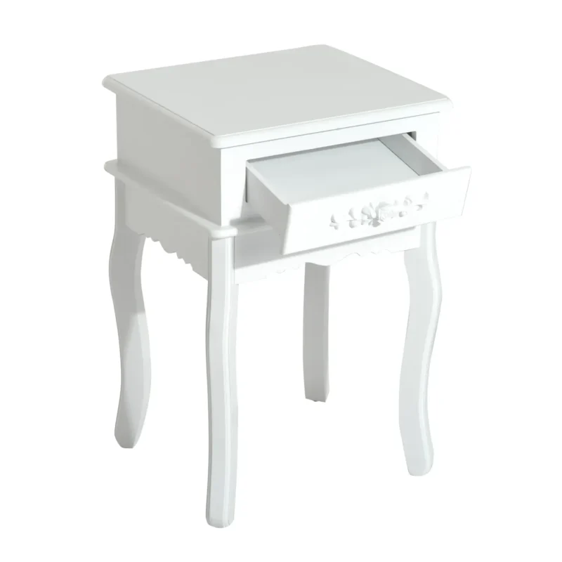 Mesa de Cabeceira Moderna c/ 1 Gaveta em Branco