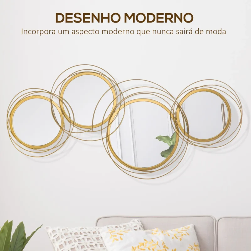 Espelhos Decorativos 3D em Dourado