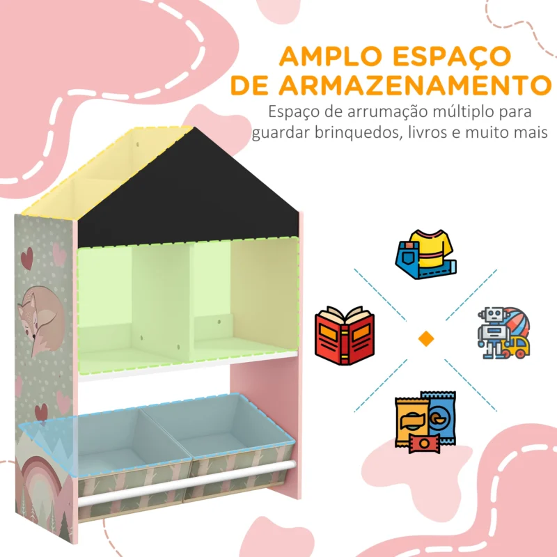 Estante Organizadora Infantil p/ Brinquedos em Rosa