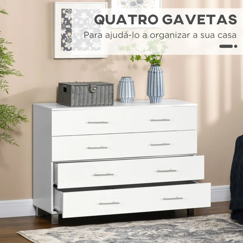 Cómoda com 4 Gavetas em Branco