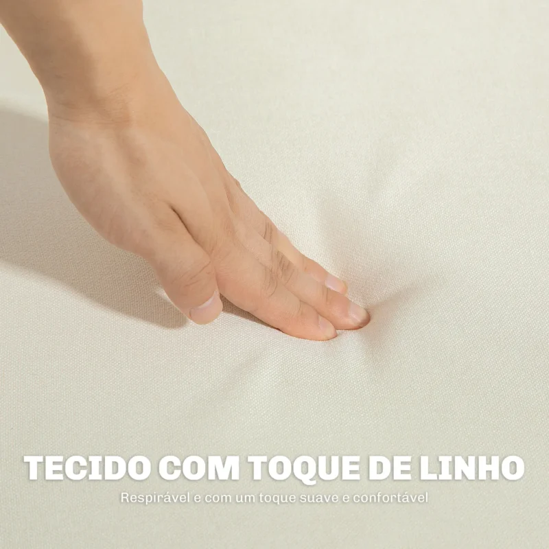 Sofá 2 Lugares em Linho Sintético Creme