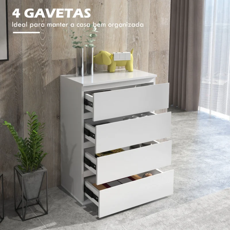 Cómoda de Dormitório c/ 4 Gavetas em Branco