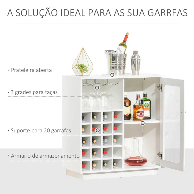 Aparador com Suporte para Garrafas em Branco