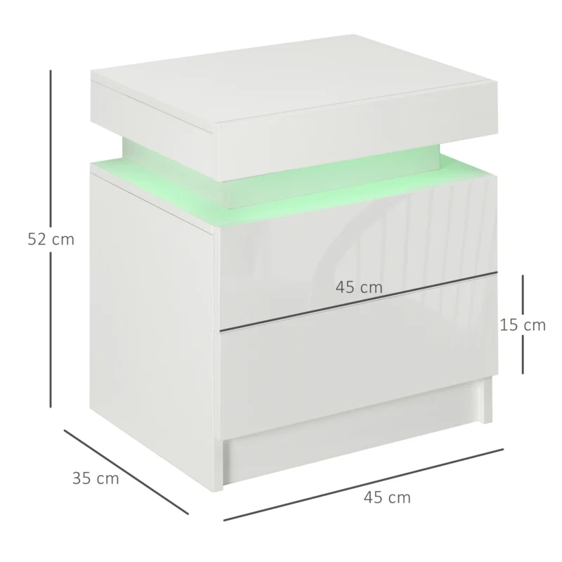 Mesa de Cabeceira Branca c/ Luz LED