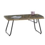 Mesa de Centro Kroya em Rattan e Vidro (93x53cms)