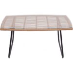 Mesa de Centro Lebeng em Vidro e Rattan (90x50cms)