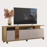 Móvel TV New Cristal em Cor de Mel e Cacau 183cms