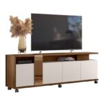 Móvel TV New Cristal em Casca de Ovo e Noz 183cms