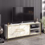 Móvel TV Siena em Mármore Branco c/ Dourado 160cms