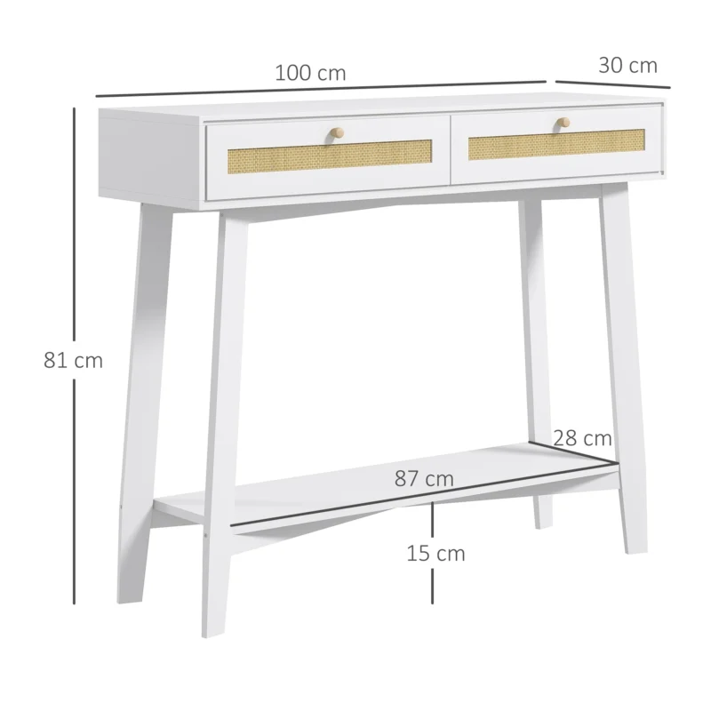 Consola em Branco com Desenho de Vime