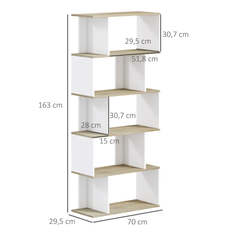 Estante p/ Livros Estilo Nórdico em Branco e Madeira