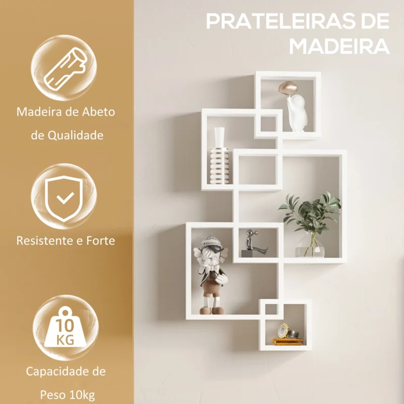 Estante de Parede Flutuante em Branco