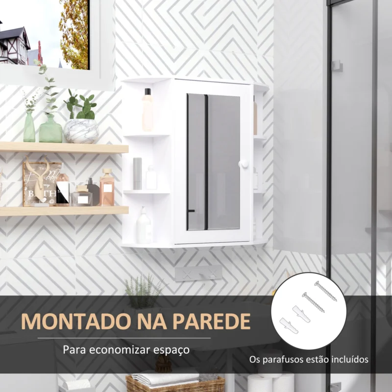 Móvel p/ WC em Branco c/ Espelho e Prateleiras