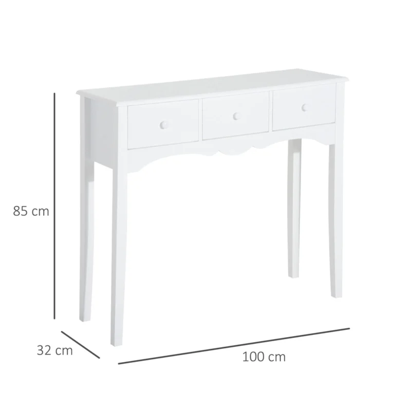 Consola Elegante c/ 3 Gavetas em Branco