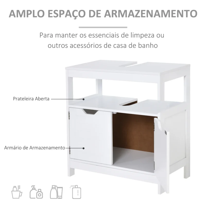 Armário p/ Lavatório c/ Prateleira em Branco