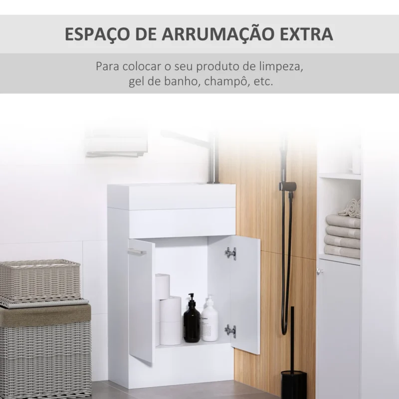 Móvel p/ WC c/ Lavatório Cerâmico em Branco