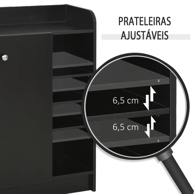 Sapateira c/ Portas e Prateleiras em Preto