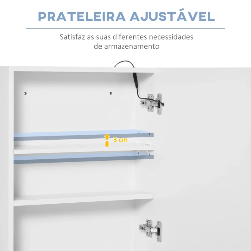 Móvel p/ WC c/ Espelho de Luz LED 50x15x60cm