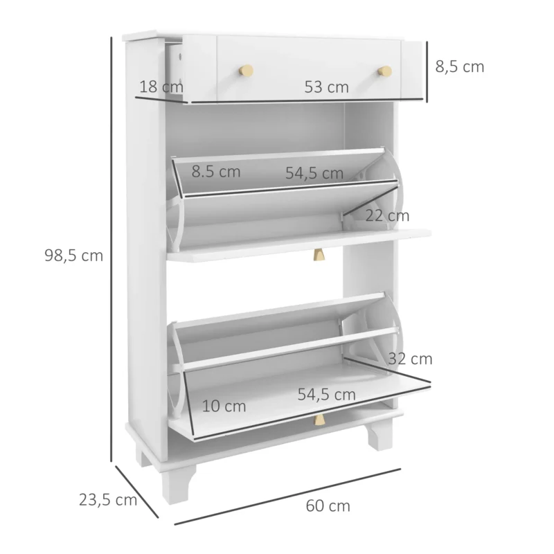 Sapateira Estreita c/ 2 Portas e 1 Gaveta Branco