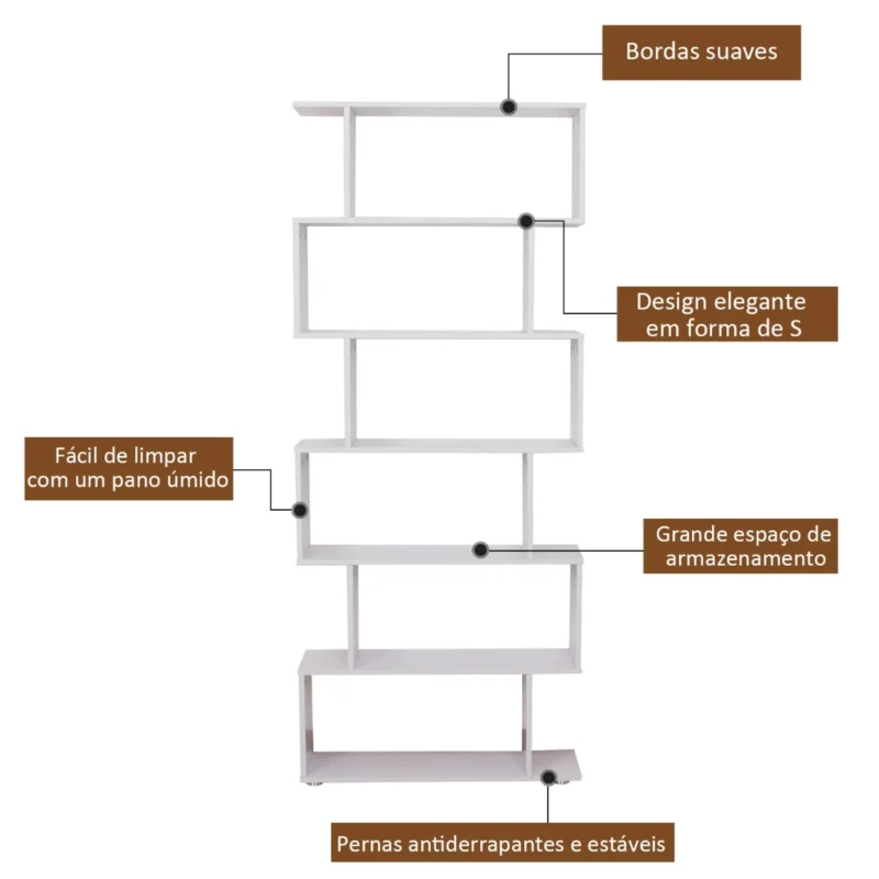Estante em Forma de S em Branco