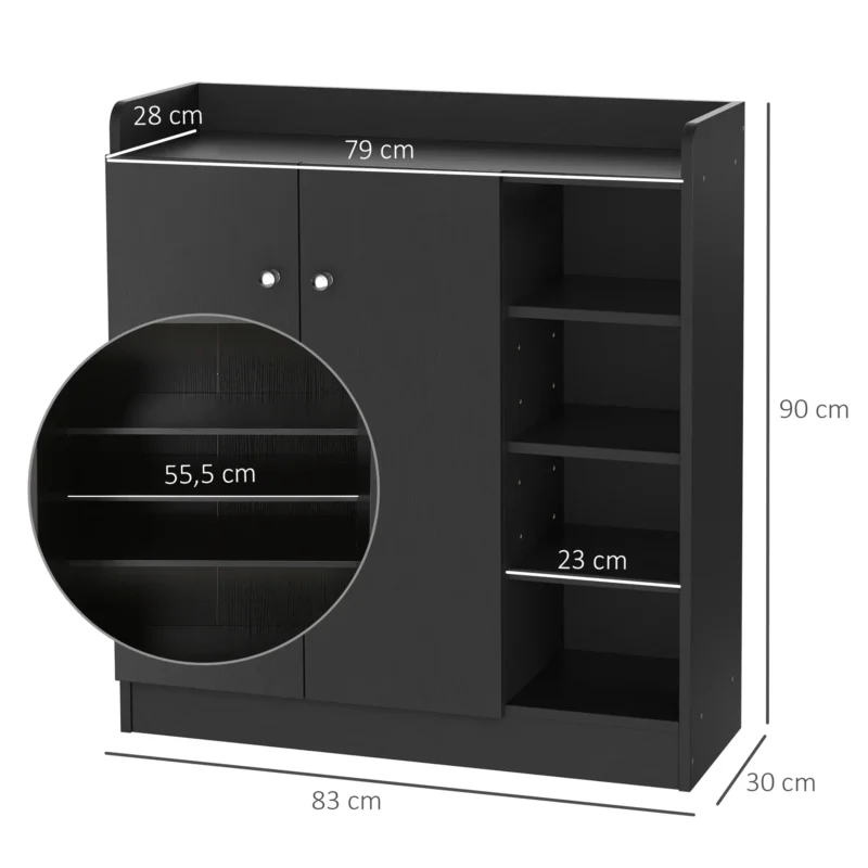 Sapateira c/ Portas e Prateleiras em Preto