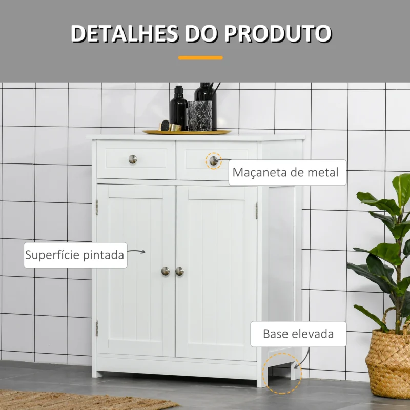 Armário Auxiliar Moderno p/ WC em Branco