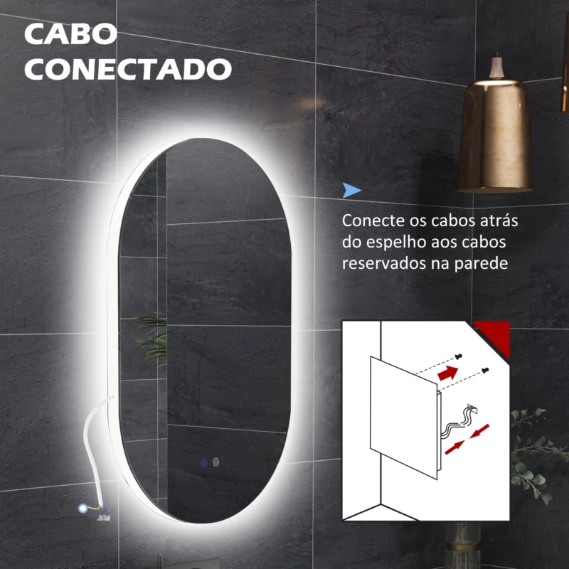 Espelho c/ Luz LED Regulável 81x51cm em Prata