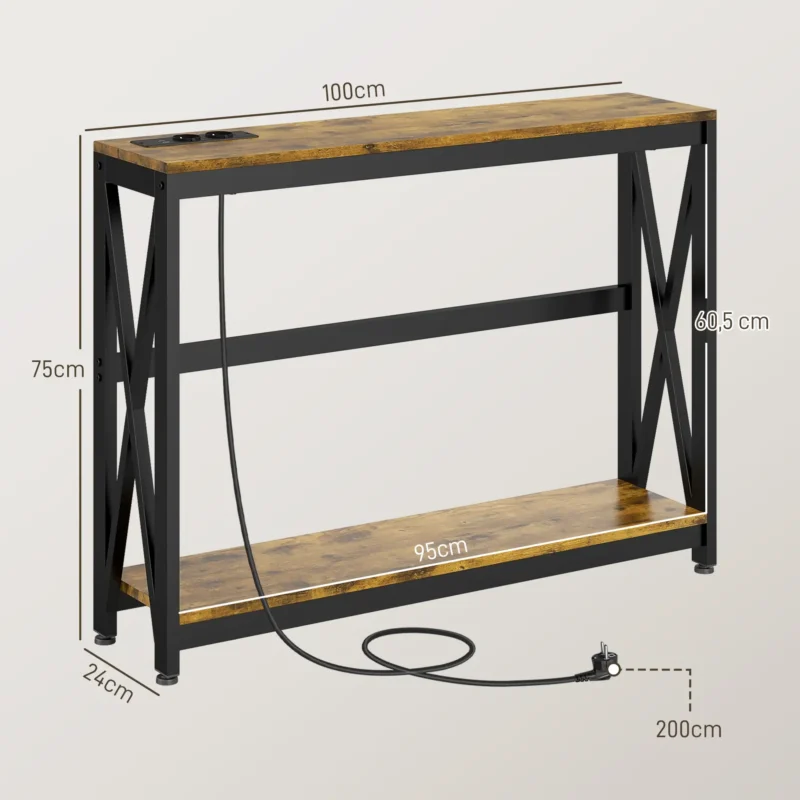 Consola Estilo Industrial em Castanho Rústico