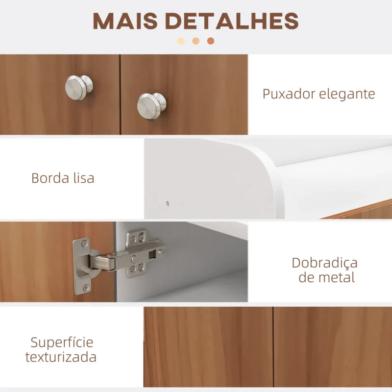 Sapateira c/ Portas e Prateleiras em Branco e Madeira