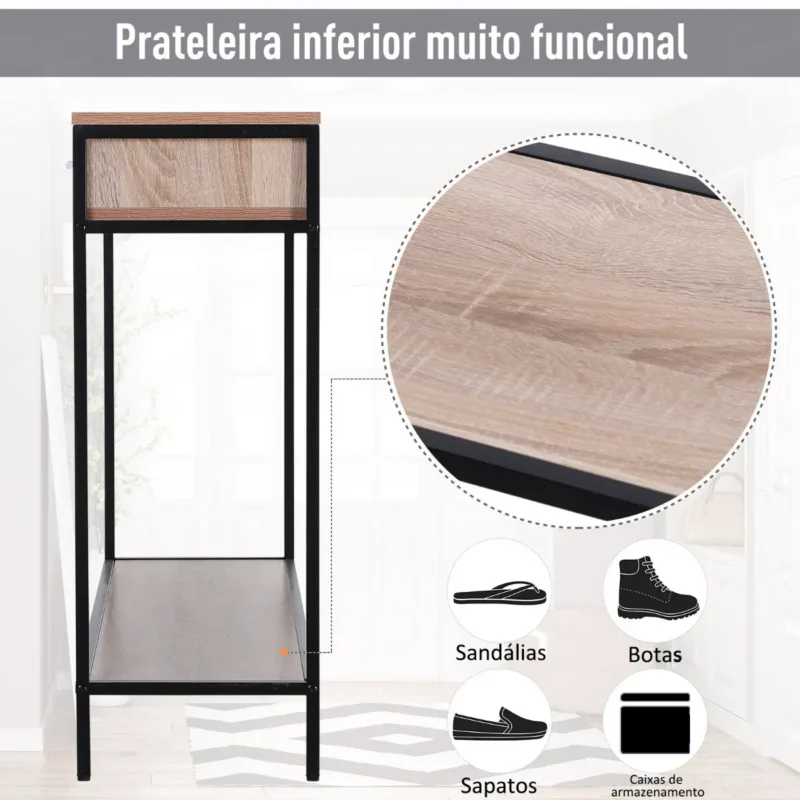 Consola Estilo Industrial em Carvalho e Preto