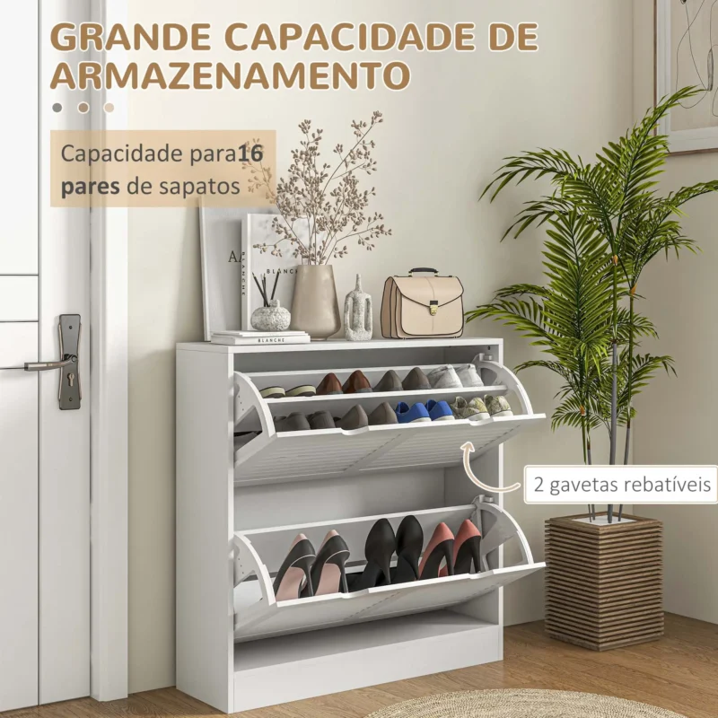 Sapateira Moderna c/ 2 Gavetas em Branco