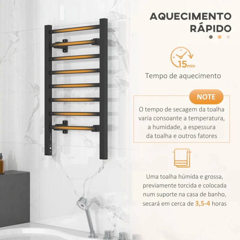 Toalheiro c/ Temporizador 150W em Preto