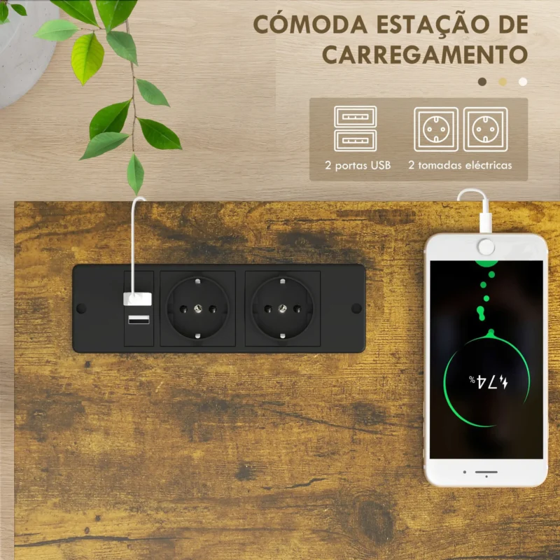 Consola Estilo Industrial em Castanho Rústico