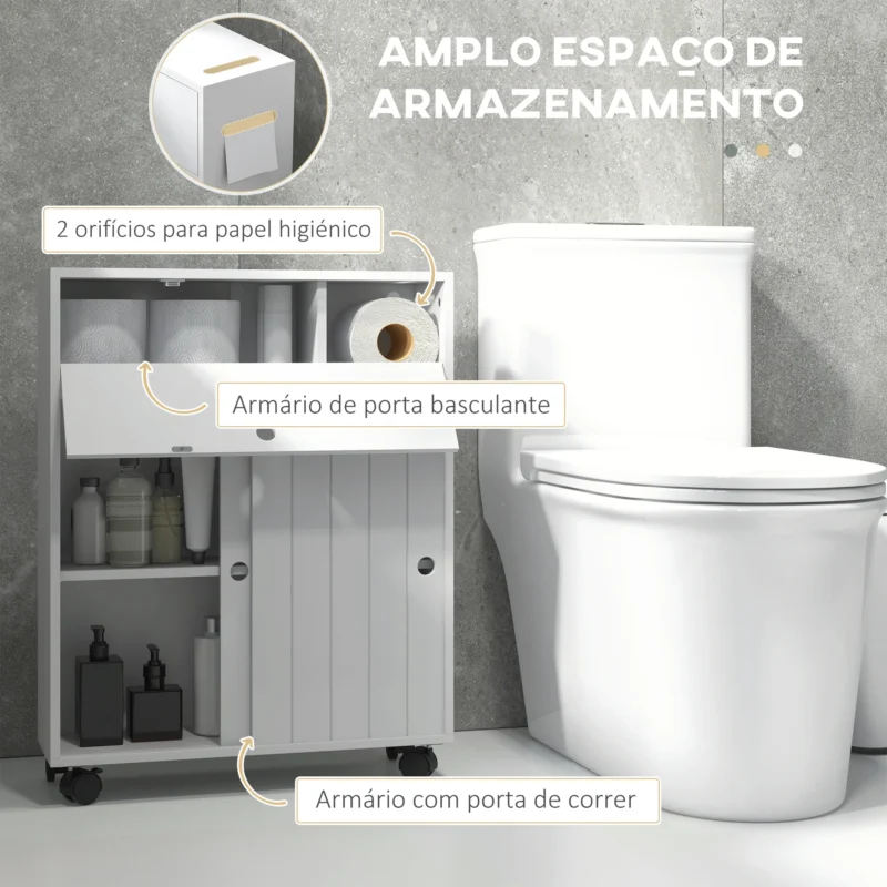 Armário Auxiliar p/ WC em Branco c/ Rodas