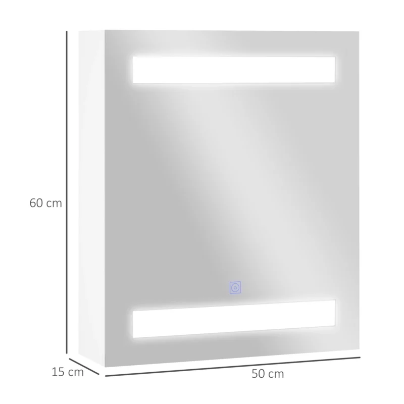 Móvel p/ WC c/ Espelho de Luz LED 50x15x60cm