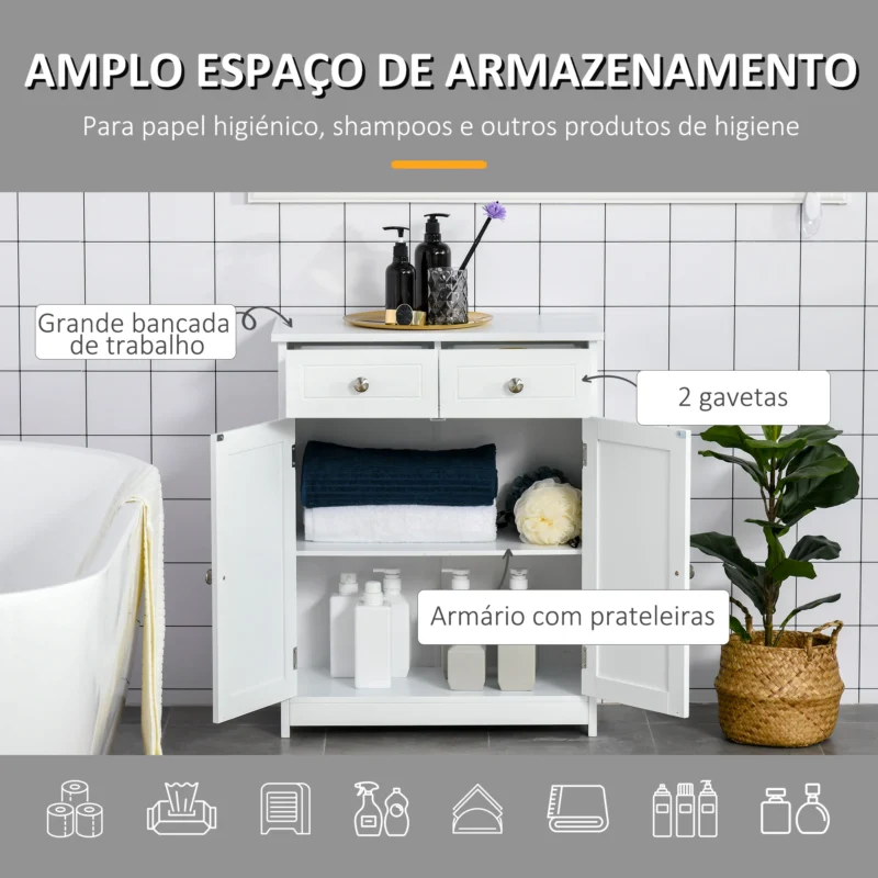 Armário Auxiliar Moderno p/ WC em Branco