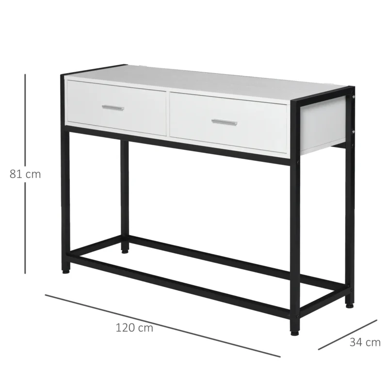 Consola c/ 2 Gavetas em Branco e Preto