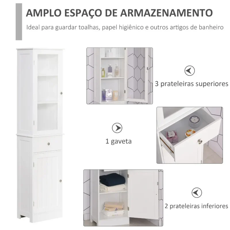 Armário Alto Auxiliar p/ WC em Branco