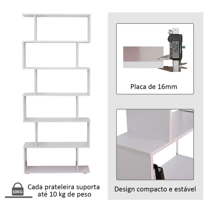 Estante em Forma de S em Branco