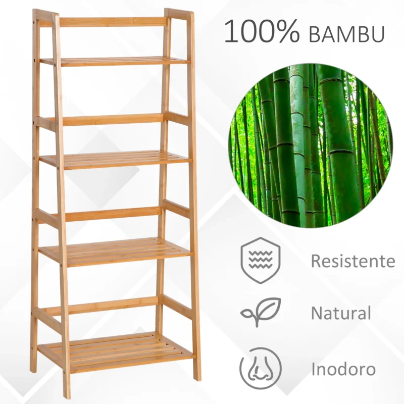 Estante de Bambu em Forma de Escada