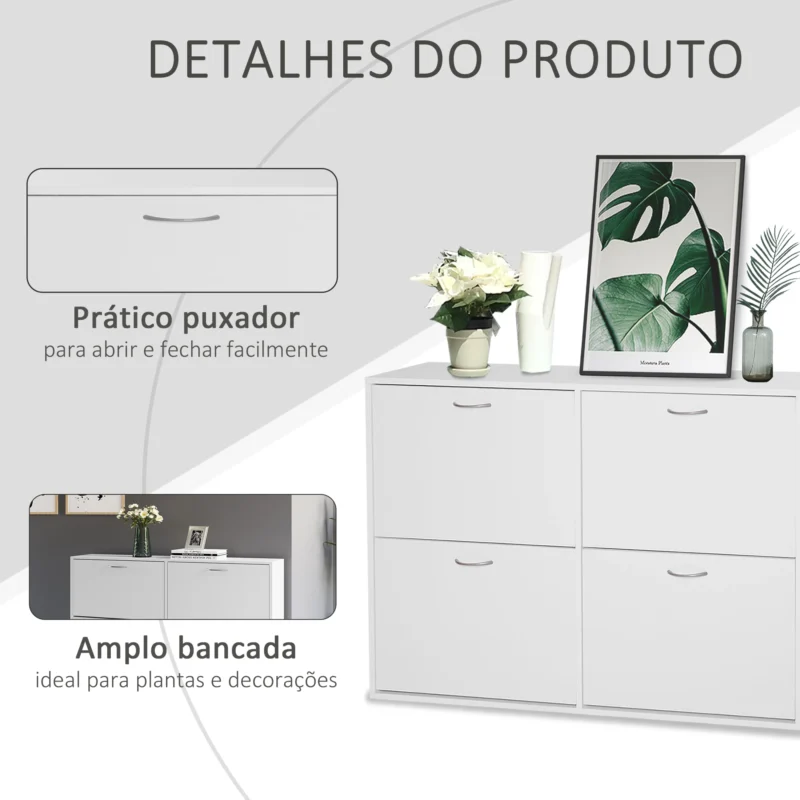 Sapateira Moderna c/ 4 Gavetas em Branco